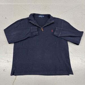 Polo Ralph Lauren Sweatshirt Mens Medium Blue 1/4 Zip Fleece Pullover Pony Logo